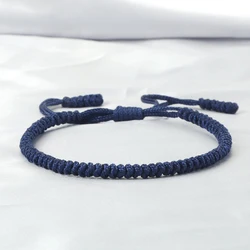 Fashion Men Adjustable Braided Bracelets Navy Blue Green Thread Handmade Knot Rope Bangles Tibetan Buddhist Jewelry For Women