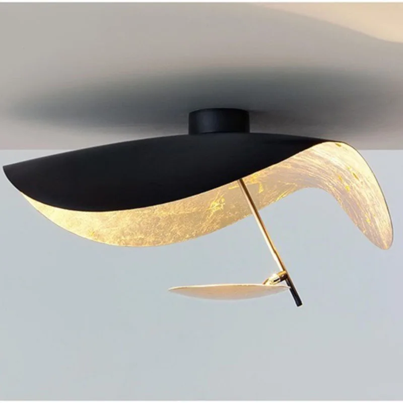 Nordic Designer Lotus Leaf Ceiling Lamp Iron Black Iron Hang Lights for Living Room Decoration Bedroom Hanging Ceiling Light