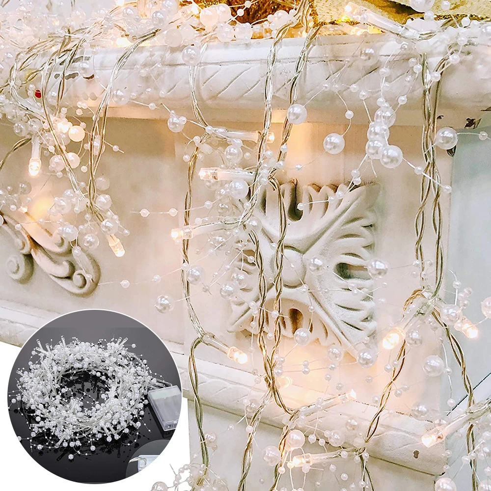 

Battery Operated Christmas Lights 2M 20 LED Solid Beads Garland Lights Xmas Tree LED String Lights Holiday Party Room Decoration
