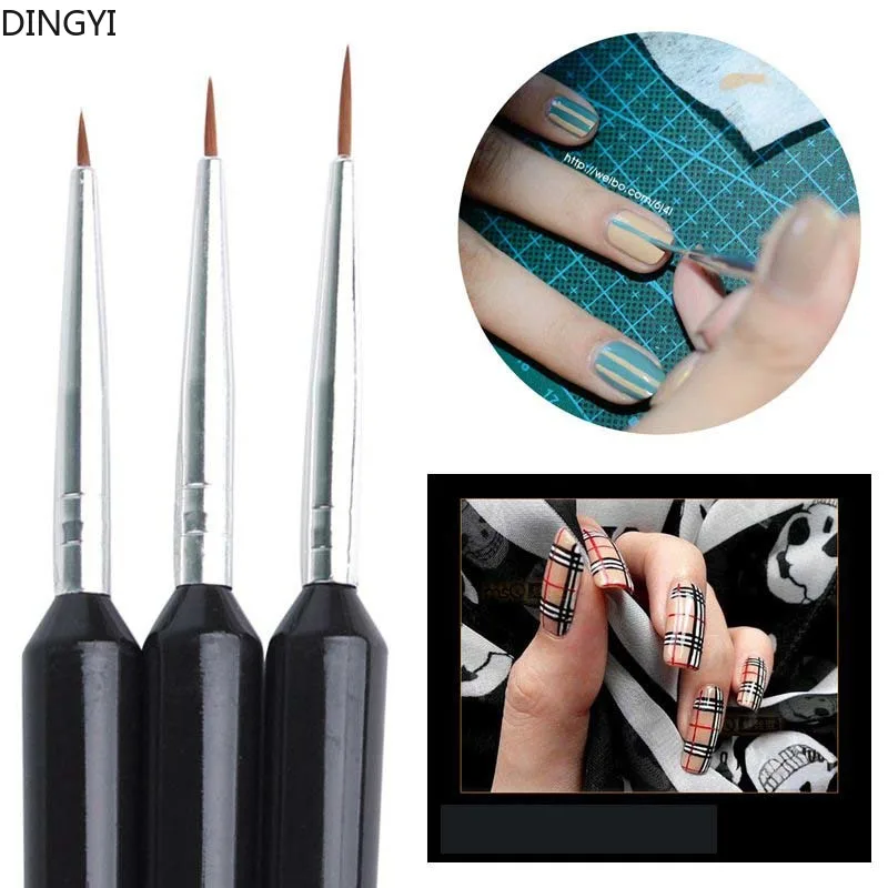 DINGYI 3pcs Fine Paint Brush Set Hook Line Pen Nail Brush Pen For Oil Watercolor Acrylic Painting School Office Art Supplies