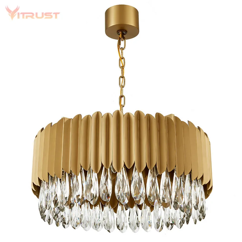 Imagem -02 - Nordic Lâmpada Pingente de Cristal Ouro Preto Sala Estar Lâmpada Lustre k9 Cristal Pendurar Lâmpada Aço Inoxidável