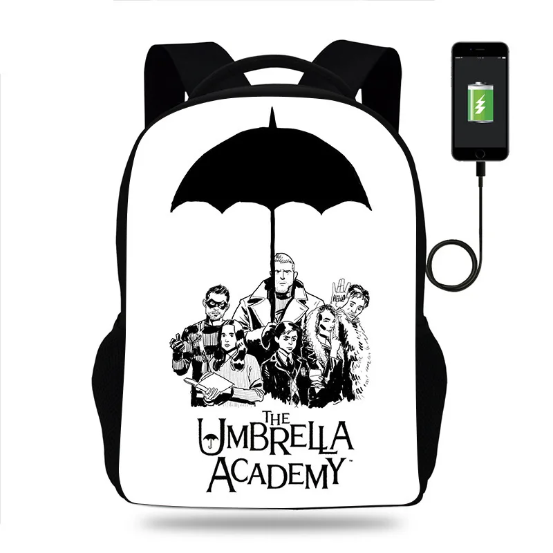 Hot The Umbrella Academy School Backpack for Teenager Boys Children School Bags Girls Bookbag Men Women USB Charging Travel Bags