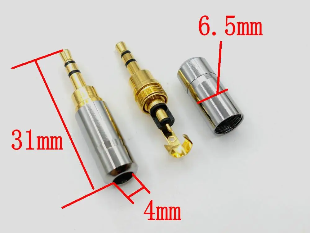 100pcs copper Mini 2.5 mm 3 Pole Stereo Jack Male Plug Audio Connector Adapter for Earphone DIY