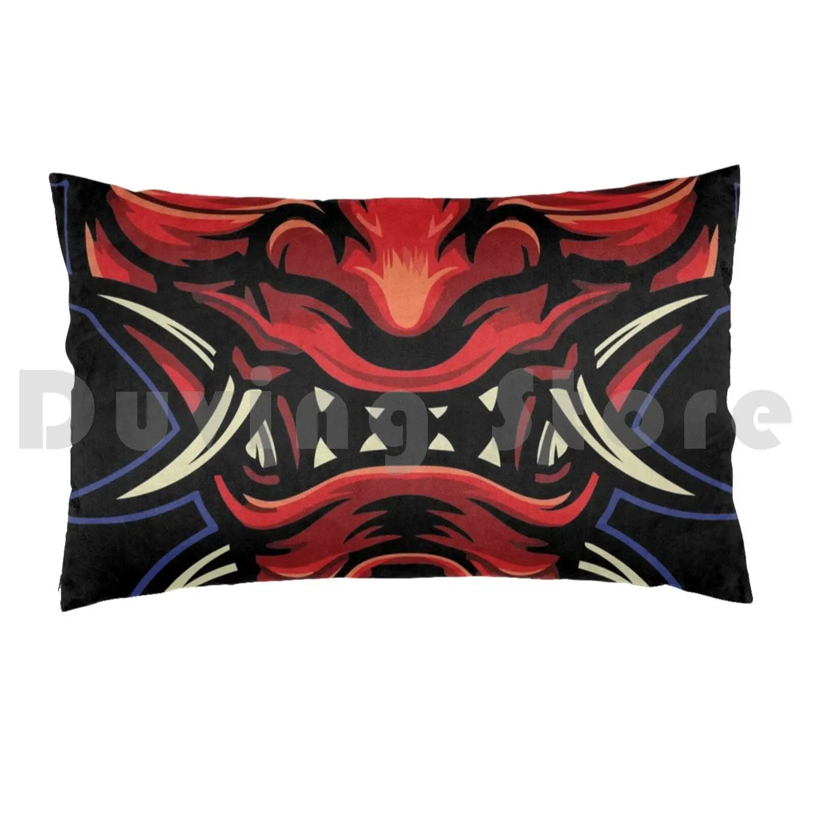 Pillow Case Great Japanese Devil Folklore Oni Hat Oni Devil Demon Scary Oni Yokai Myth Mythology