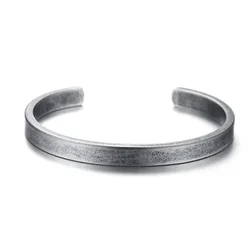 JHSL Vintage Retro Unisex Women Men Bracelets Bangles C Shape Gray Stainless Steel Fashion Jewelry New Arrival 2019