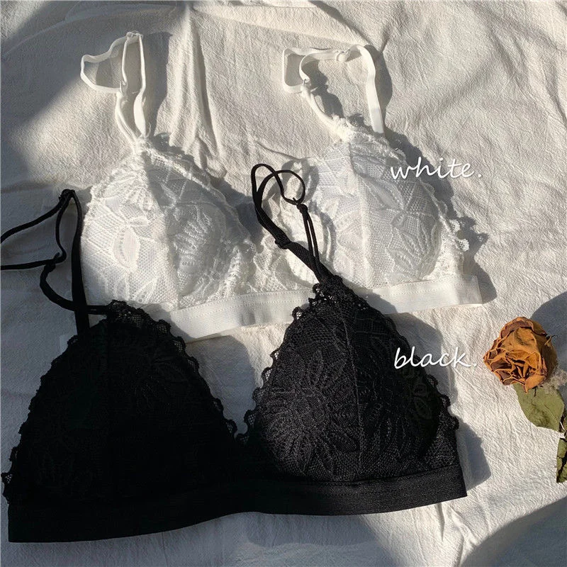 SP&CITY French Lace Triangle Up Lace Bralette No Steel Ring Seamless Bras Sexy Women Thin Pad Bra Summer Breathable Brassier