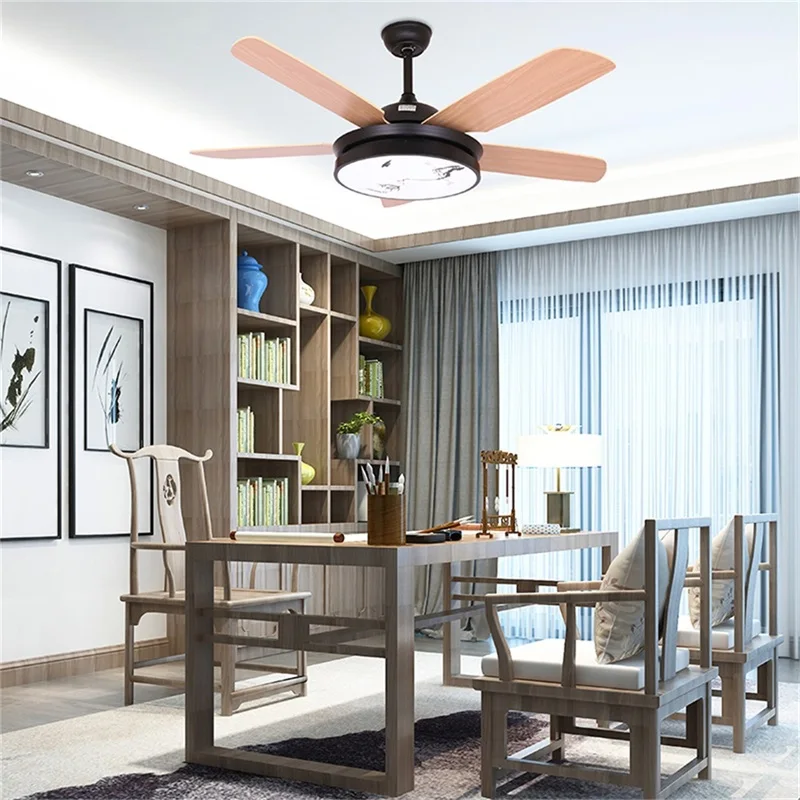 AOSONG Simple Wood Ceiling Fan with Lights Remote Control Modern 52