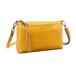 2023 Women Fashion New Small Flap Bag Genuine Leather Chain Bag Female Trend Party Clutch Bag Crossbody Shoulder Bag Yellow G005