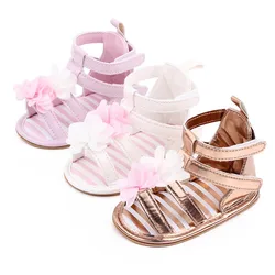 2021 New Summer Baby Shoes Lovely Flower Infants PU First Walkers Soft Rubber Sole Newborn Girls Princess Shoes