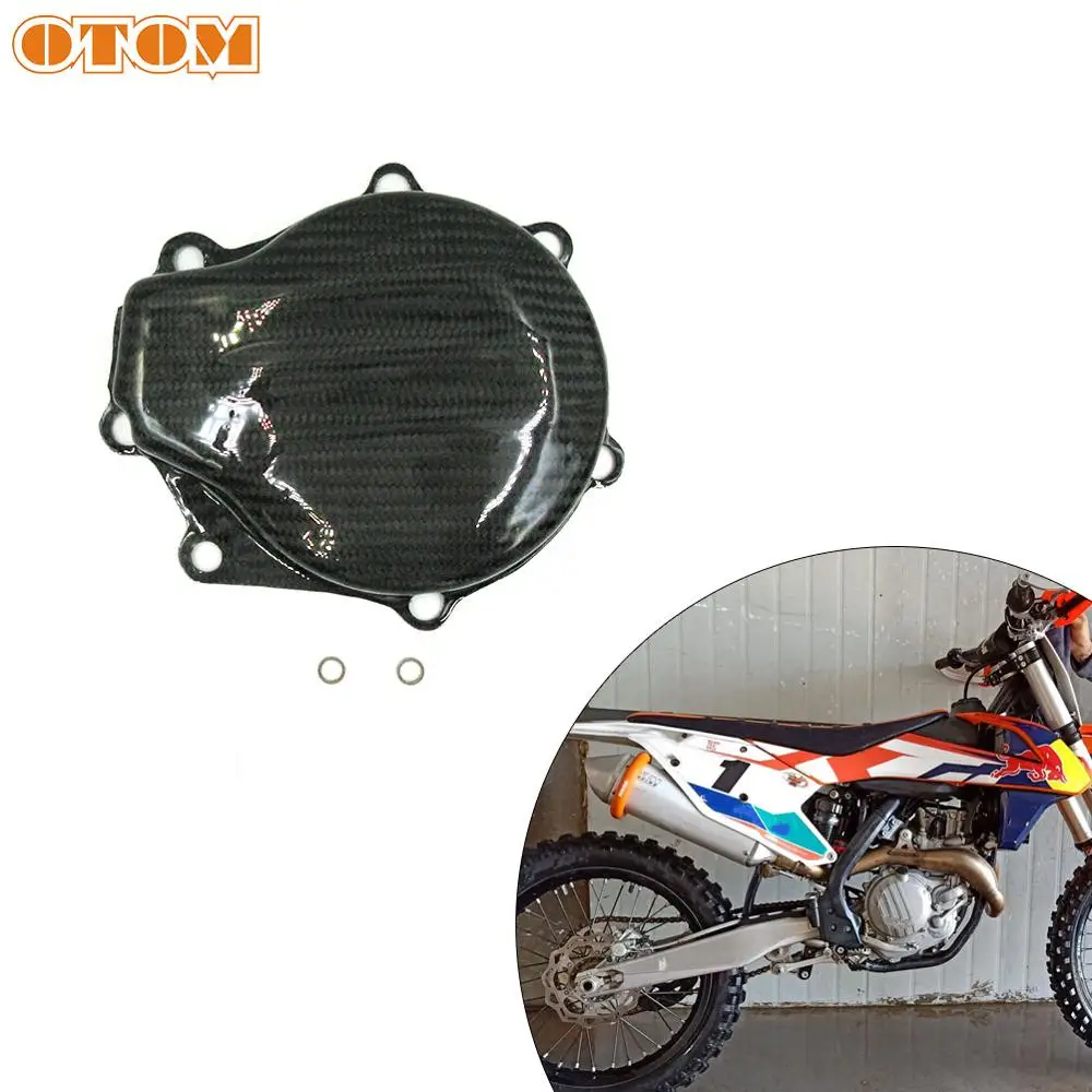 

OTOM Motorcycle Black Carbon Fiber Magneto Engine Stator Cover For KTM EXC XCW 450 500 Pit/Dirt Bike Enduro Atomik Magneto Cover