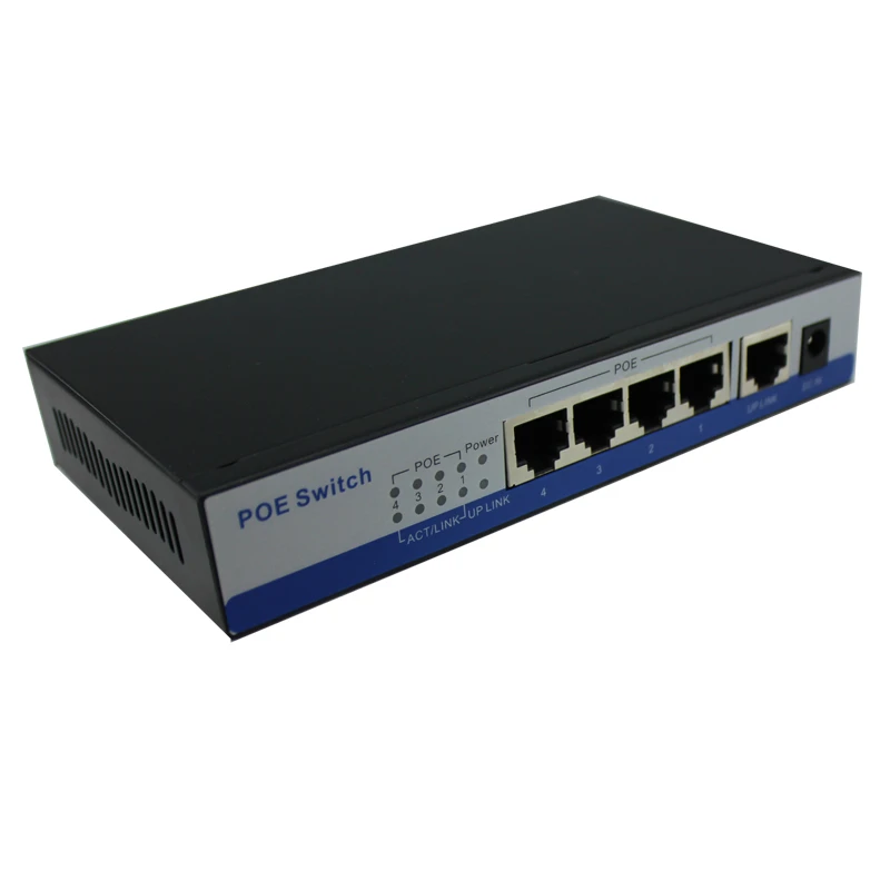 10/100 Mbps Rj45 Poe Switch 802.3af 4 Port Catu Daya 15.5W untuk Kamera Ip Nvr Ip Telepon Wifi Titik Akses 4 Port Poe Switch