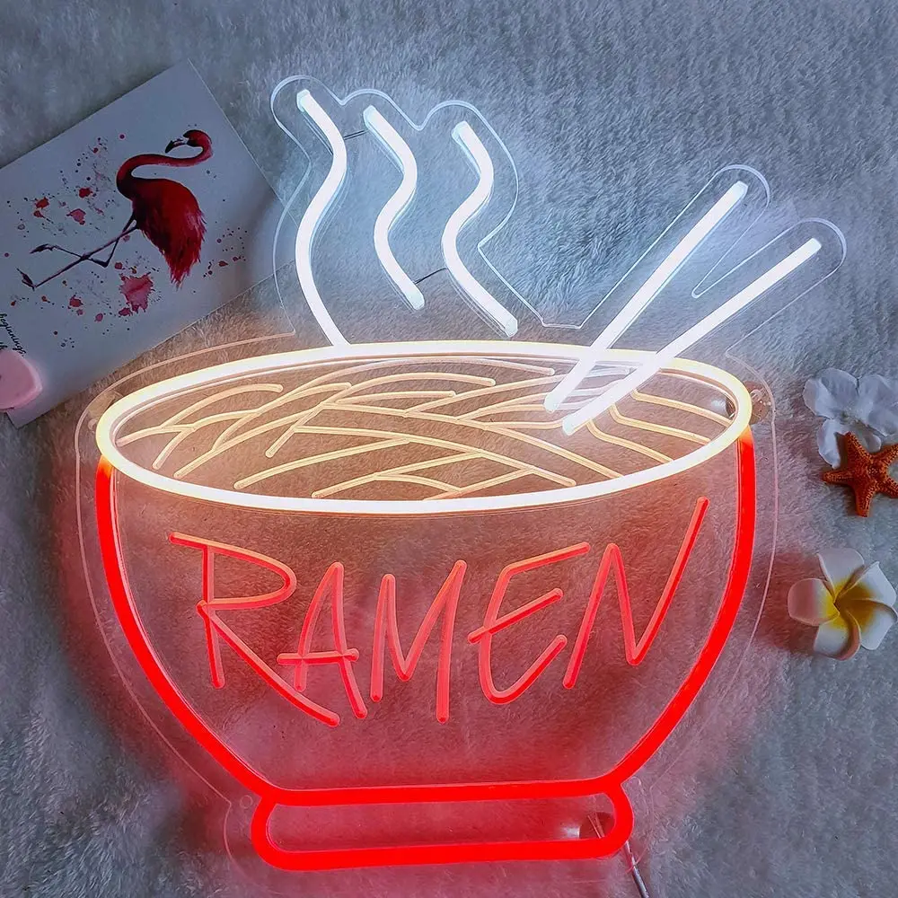 

LED Neon Lights Sign Noodles Patter Lamp Battery USB Powered Nightlight for Indoor Shop, Restaurant Wedding Birthday