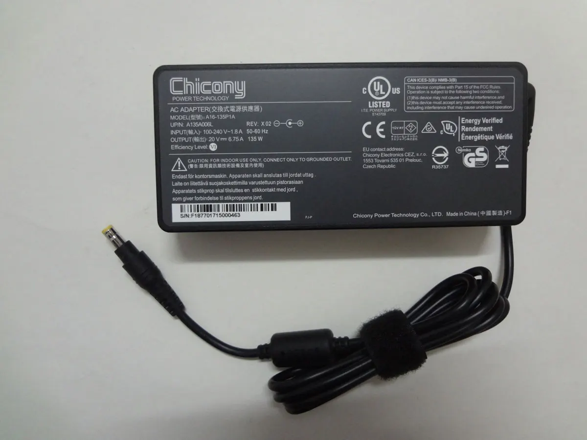 

NEW OEM Chicony 20V 6.75A 135W A16-135P1A ADP-135KB T 5.5mm AC Adapter FOR MSI Apache GE62 7RD-471CA Laptop Original OEM Charger