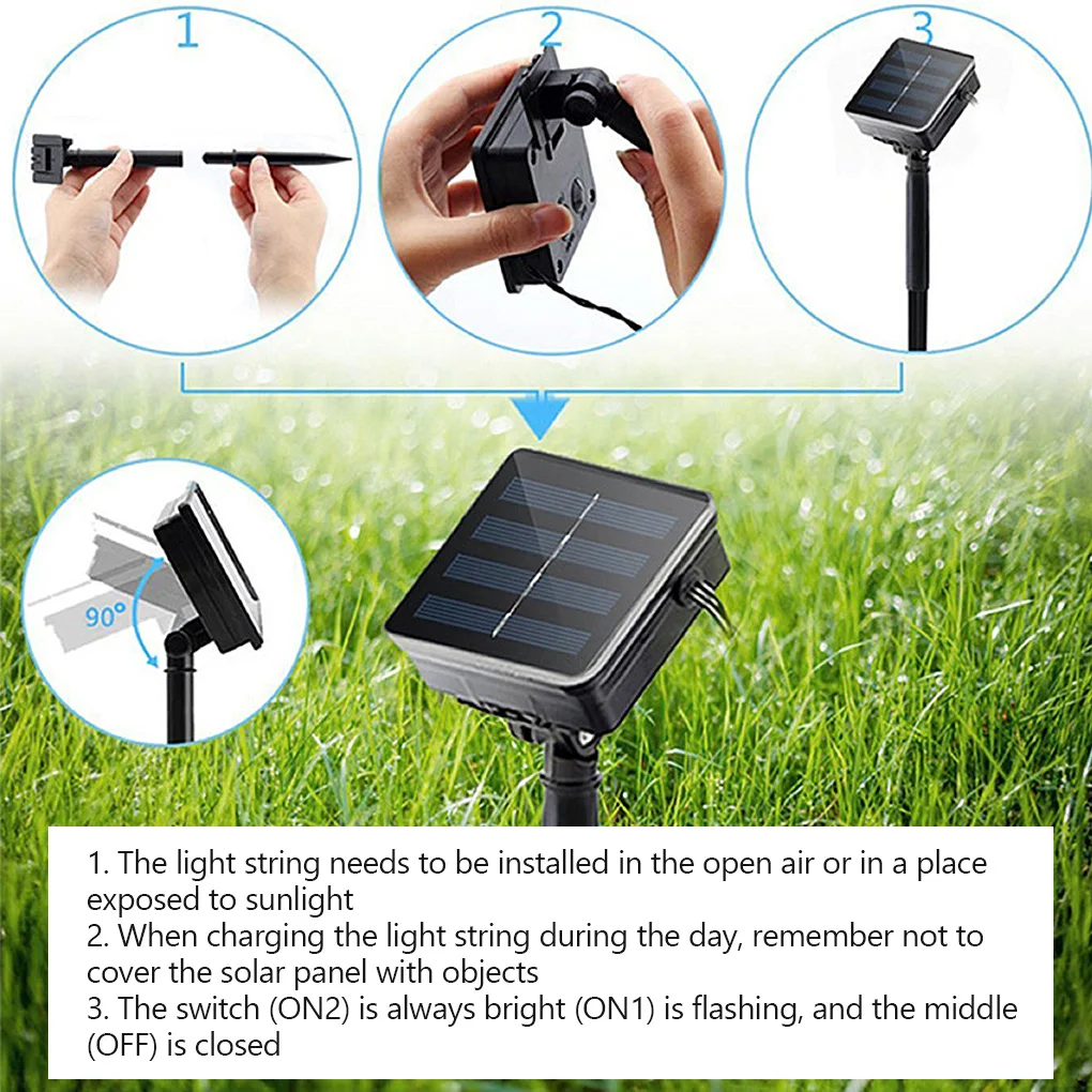 Strip Light Solar Lamp String Lanterns Fine Workmanship Handy Installation Tree Decors Adjustable Decorating Lighting 2M