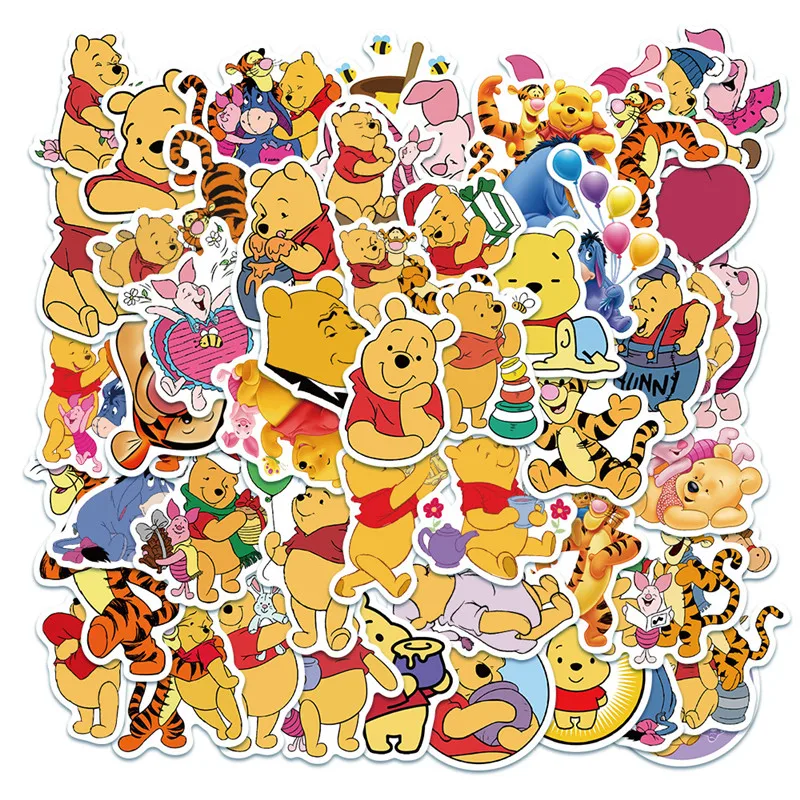 About 50Pcs Sanrio Stickers Cartoon Cute Winnie The Pooh Princess Graffiti Stickers Portable Suitcase Waterproof Sticker Toys