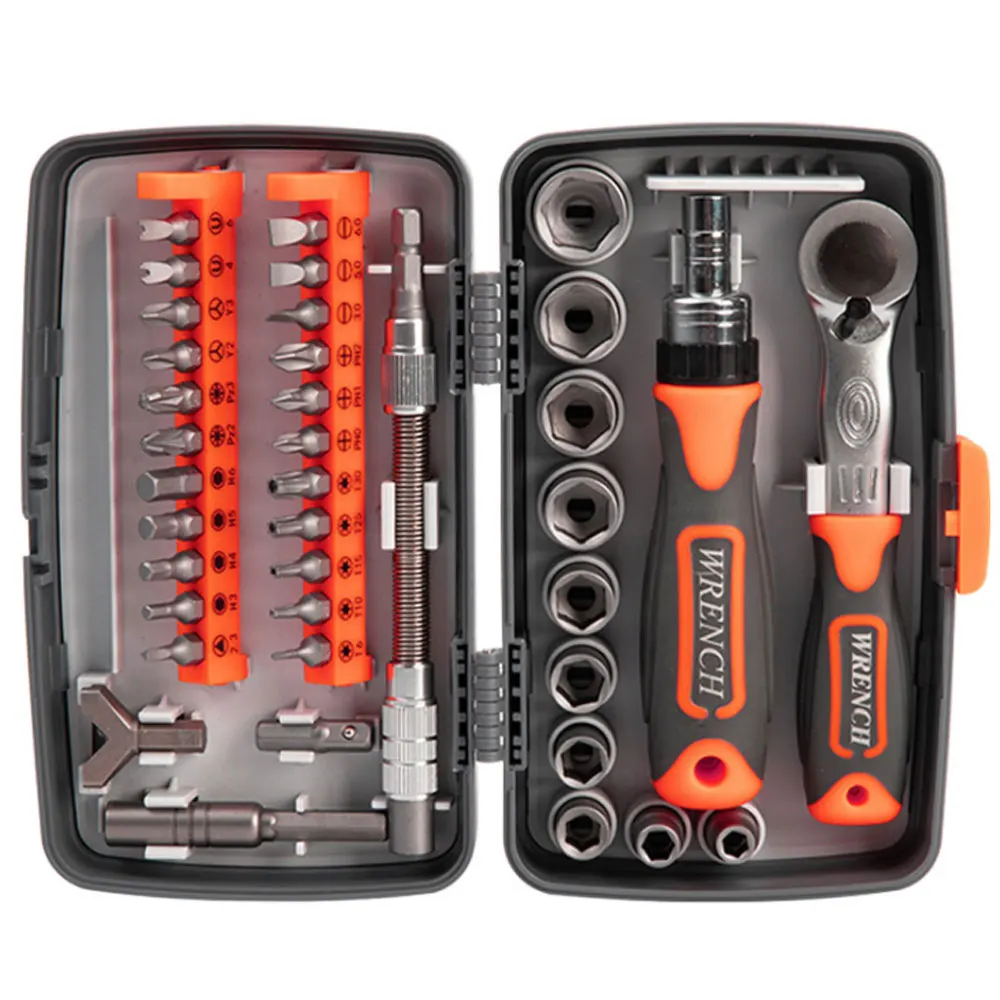 

38 PCS In One High-Hardness Multi-function Ratchet Wrench, Rotatable Screwdriver Bit Set, Household Machine Repair And