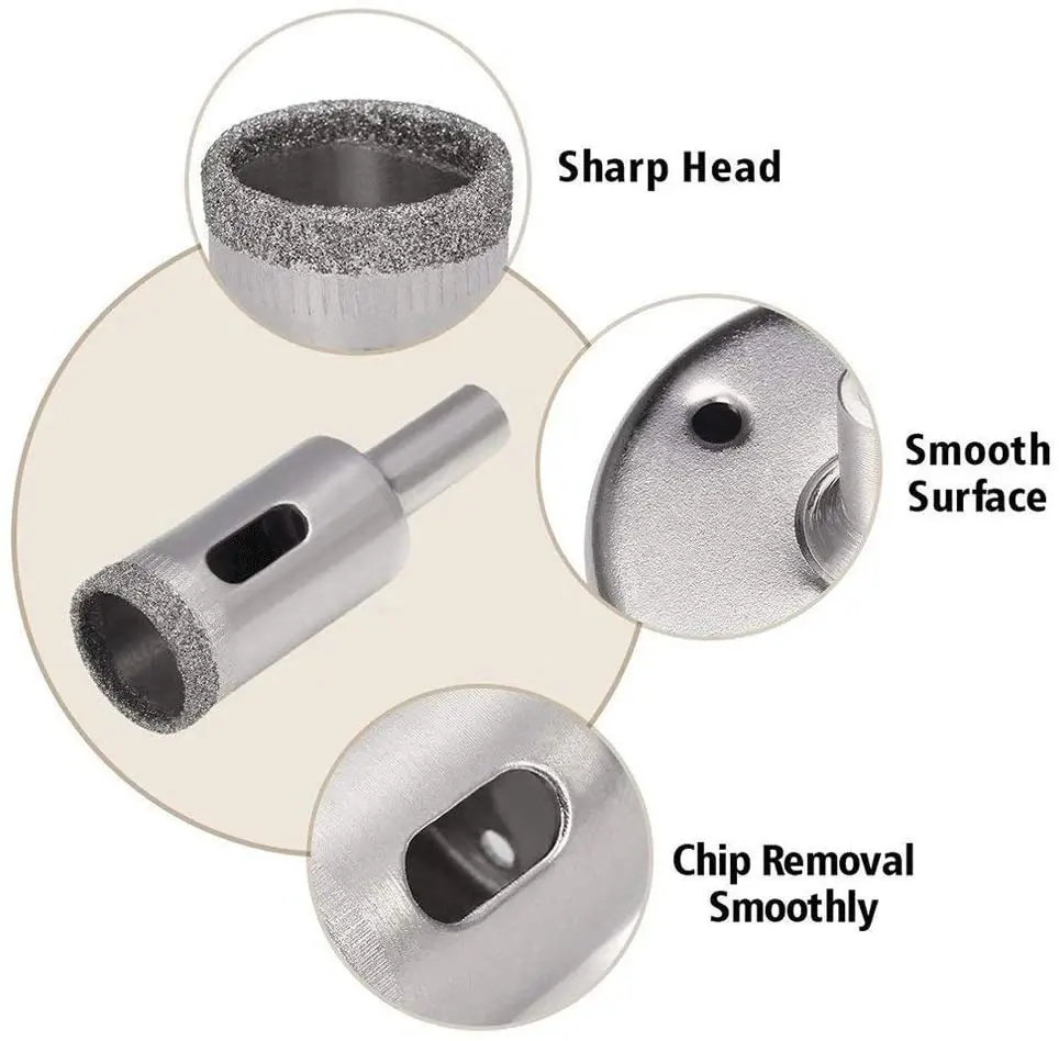 16pcs Diamond Coated Drill Bit 6-50mm for Tile Marble Glass Ceramic Hole Saw Drill Diamond Core Bit