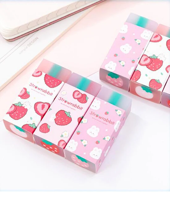 1PC Fashion Strawberry Eraser New Stationery Kawaii  Erasers Strip Rubber Kids Gifts（ss-904）