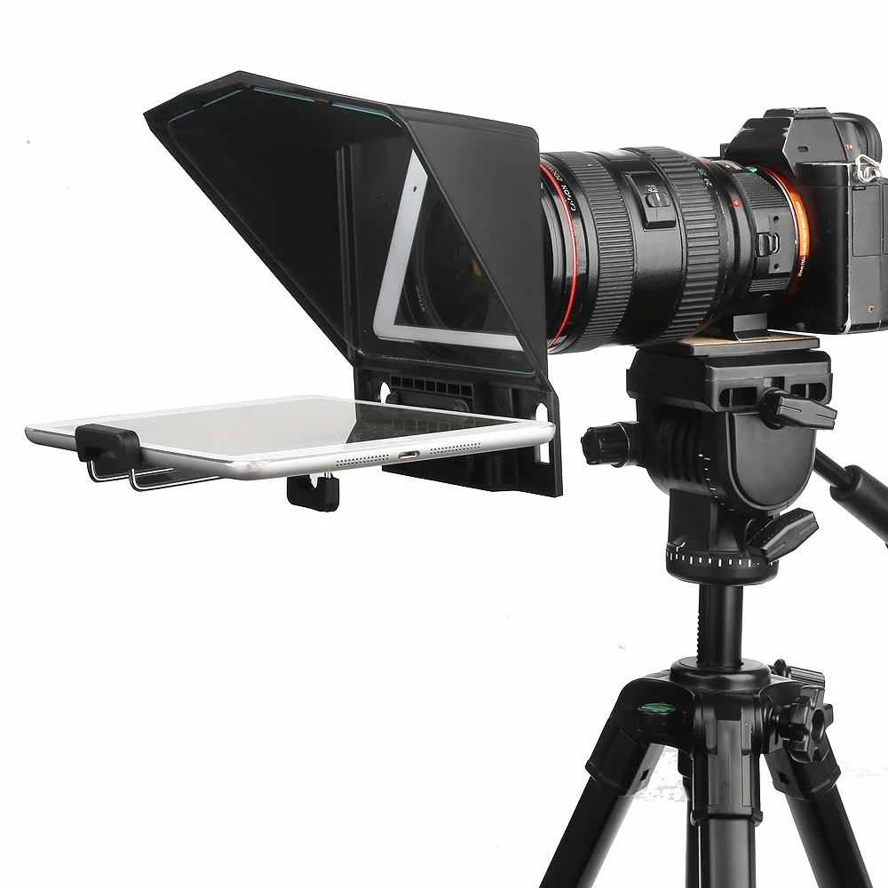 Teleprompter สำหรับ iPhone X 8สมาร์ทโฟนสำหรับ Ipad แท็บเล็ตกล้อง DSLR Video Vlog
