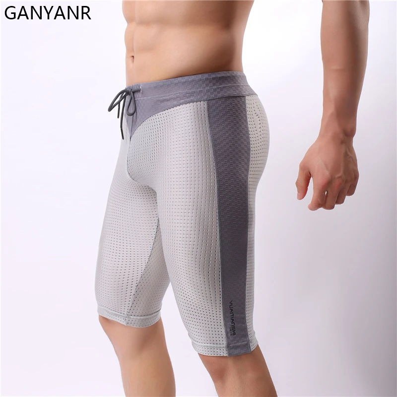 GANYANR Men Running Tights Compression Shorts Leggings Sportswear Gym Fitness Sport Basketball Yoga Training Athletic Jogging