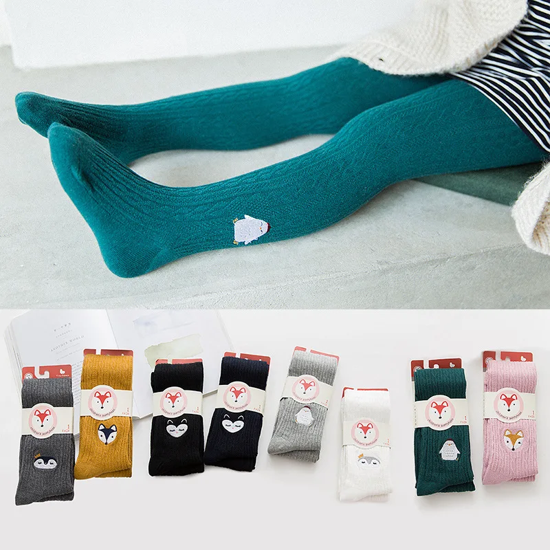 2-10 Years Old Kids Girl Cartoon Elastic Pantyhose Fashion Knitted Tights Casual Warm Children Stockings Leggings