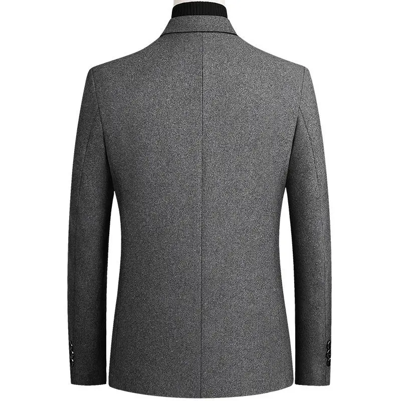 Fashion Mens Coats and Jackets Male One Piece Blazer Top Wool Blends Suit Men Jacket Spring Smart Casual Coat Solid Two Buttons