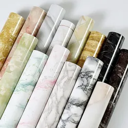 PVC Waterproof Marble Wall Sticker Self-Adhesive Desktop Cabinet Furniture Renovation Film Kitchen Stove Bar Oil-Proof Wallpaper