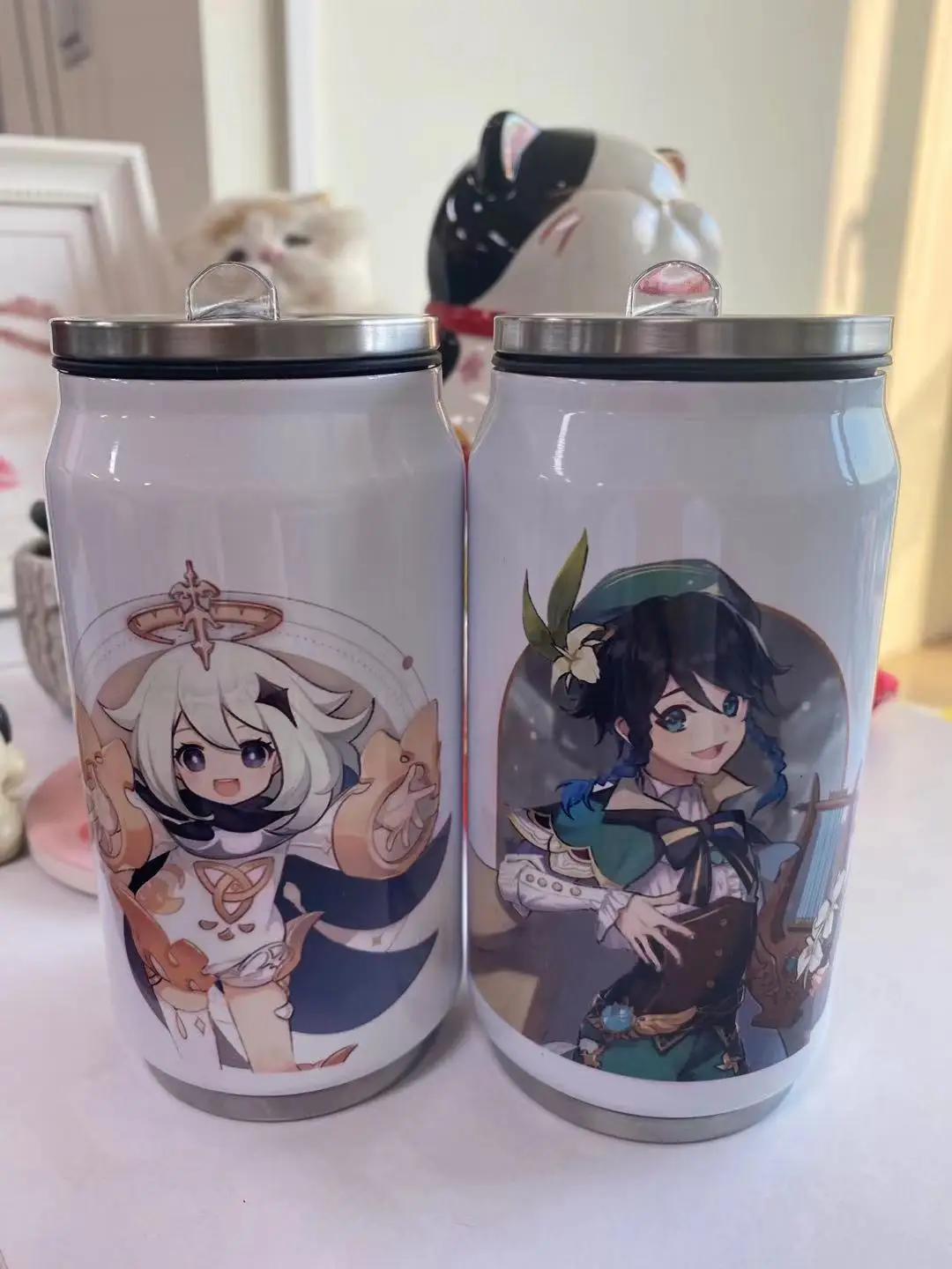 Genshin Impact Childe Zhongli Paimon Keli Cosplay Thermos Bottles Cups  Accessory For Boys Girls Collections Gifts Anime Kawaii