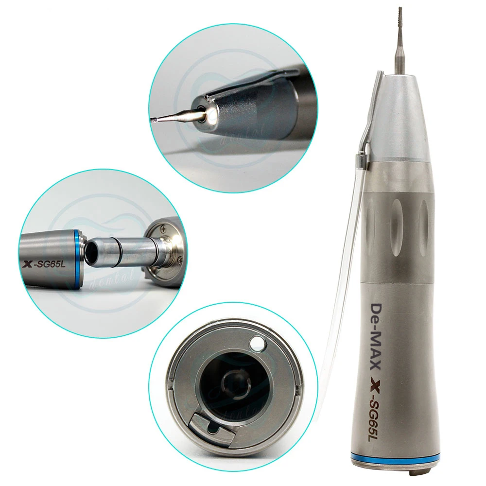 

Dental De-Max X-SG65L external spray Implant Straight Optical Handpiece Surgical Turbine 1:1 surgery Blue ring with LED