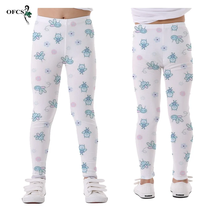 

High Elastic Print Flower Girls Legging Kids Skinny Leggings For 5-12 Years Children Clothes Soft Pencil Pants Leggings Trousers