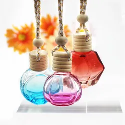 10pcs/lot Car Air Freshener Hanging Glass Bottle Pendant Car Perfume Diffuser Bottle For Essential Oils Fragrance Ornament