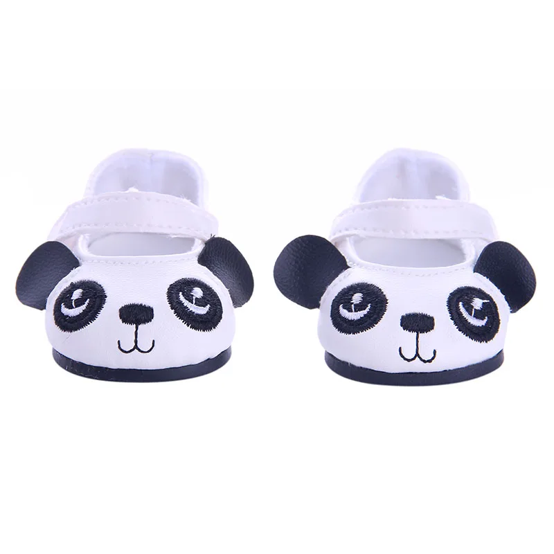 5cm Sommer Strand Sandalen Hausschuhe Cartoon Panda Schuhe für 18 zoll Puppen 7cm Baby geboren Mode Schuhe fit 43cm Amerikanischen Puppen