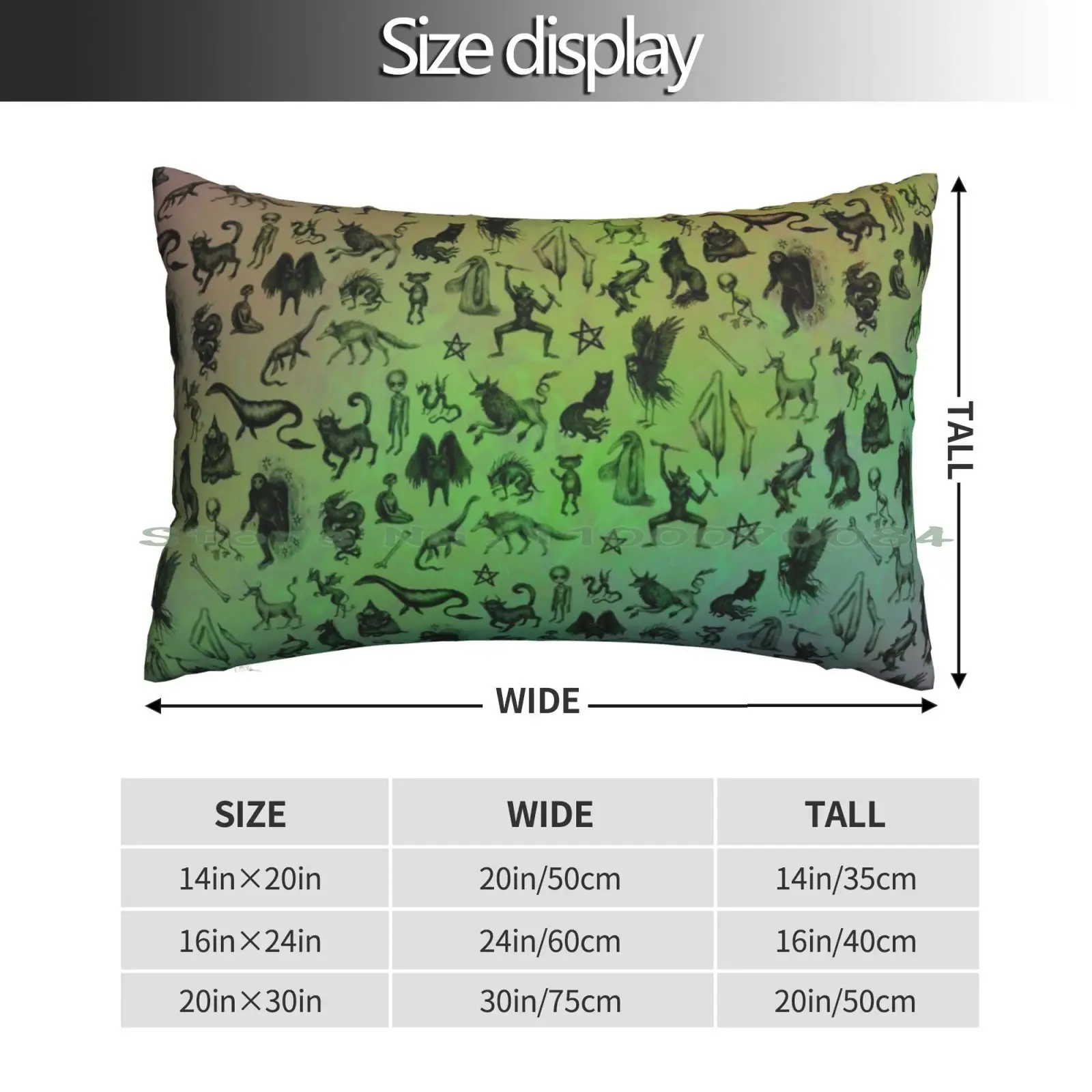 Rainbow Cryptids Pillow Case 20x30 50*75 Sofa Bedroom Cryptid Sasquatch Mothman Fairy Spooky Mythology Folklore Magick Nature