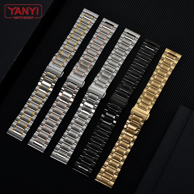 Stainless Steel Watchband 14mm 15mm16mm17mm 18mm 19mm 20mm 21mm 22mm 23mm 24mm Metal Wristwatches Band for Lon-gines watch strap