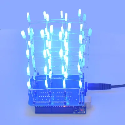 4X4X4 Blue LED Light Cube Kit 3D LED DIY Kit Electronic Suite for Arduino Smart Electronics Led Cube Kit