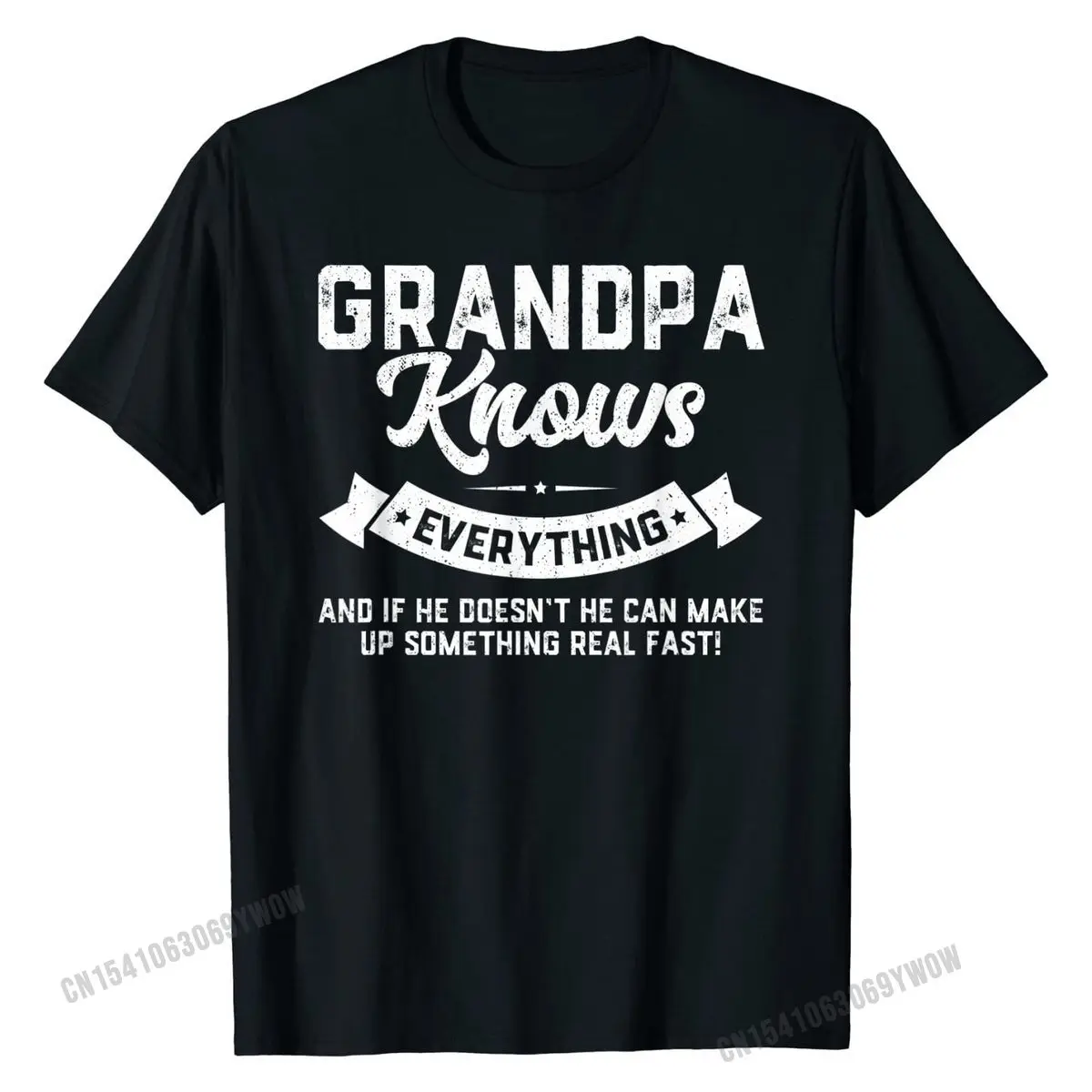 Mens Grandpa Knows Everything Shirt 60th Gift Funny Father's Day T-Shirt Tshirts Tops Shirt Fashion Cotton Camisa Design Men