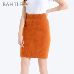 BAHTLEE-Jersey de punto de lana para mujer, Falda recta, imperio hasta la rodilla, monocromático, estilo básico, otoño, invierno