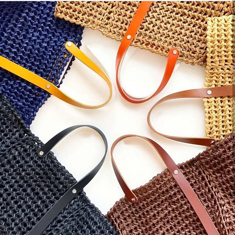 Handbag Shoulder Handle Strap Adjustable Colorful Leather Single Shoulder Bag Strap Accessories for DIY Handmade Woven Kit Bag