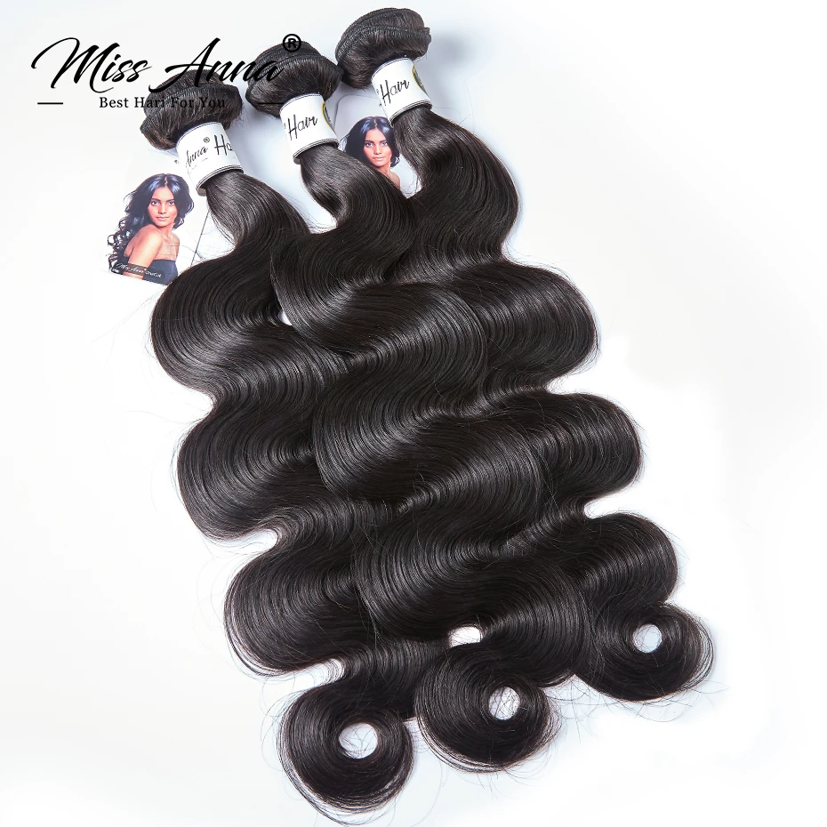 Missanna Body Wave Bundles Human Hair Brazilian Weaving Natural Black 3 4 Bundles Deal 38 40 Inch Raw Hair Extensions