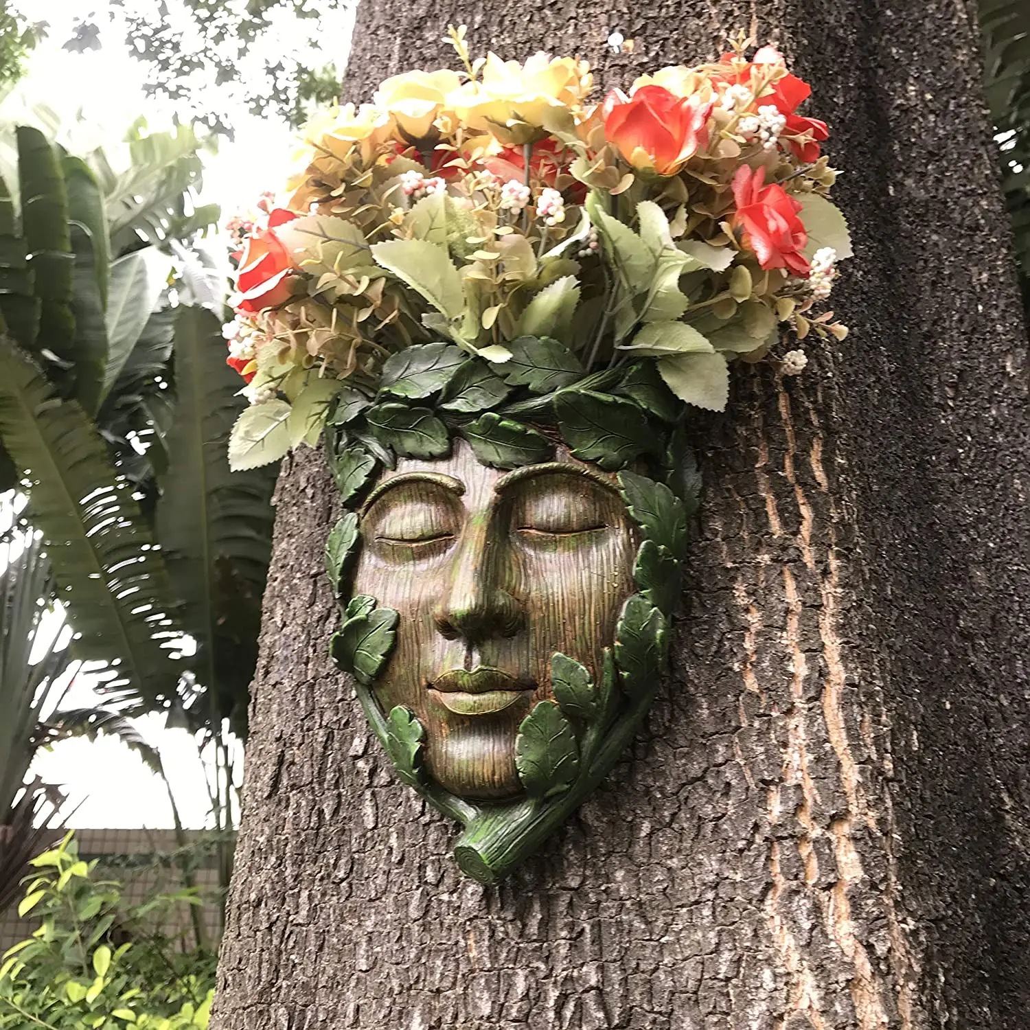 

8.5 Inches Tree Face Sculpture for Outside, Flower Pot for Outdoor Tree Decoration, Outdoor & Garden Decor