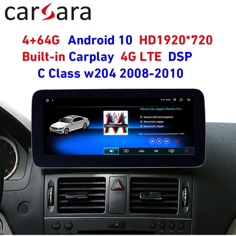 4G ram المضادة للوهج الروبوت 10 اللمس شاشة ل C الدرجة W204 08-14 W205 GLC 10.25 "عرض بنيت في carplay واجهة DSP