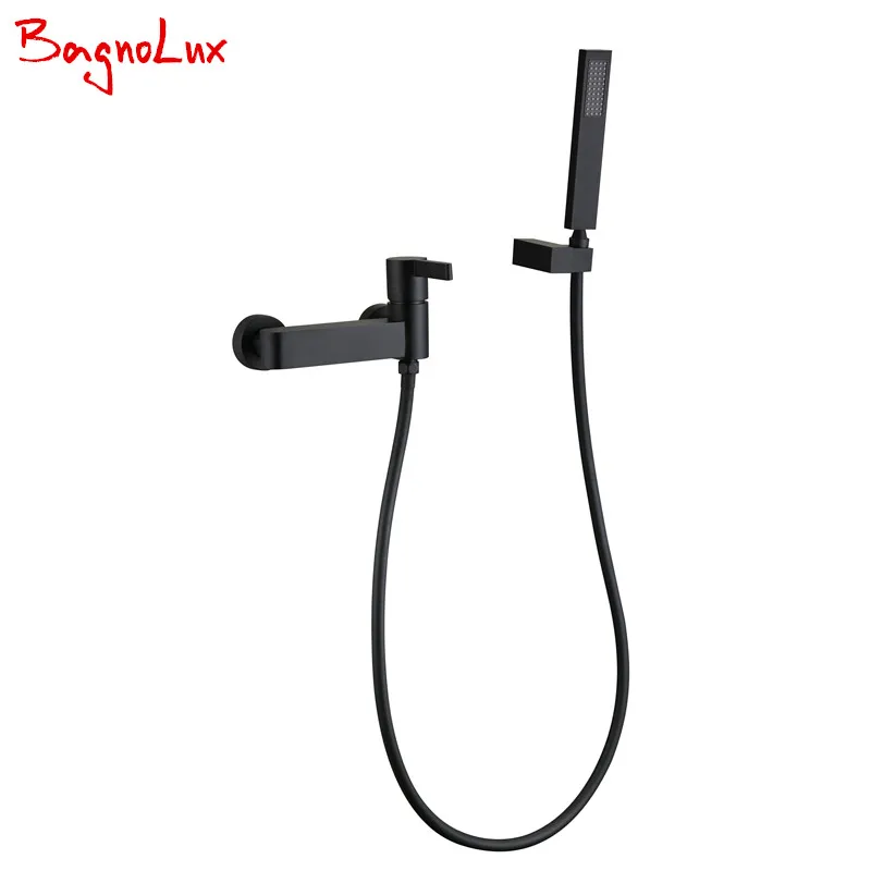 

Vidric Wholesale Patent Design New Unique Shape Matt Black Or Silver Chrome Wall Mounted Bathtub Faucet with Hand Shower