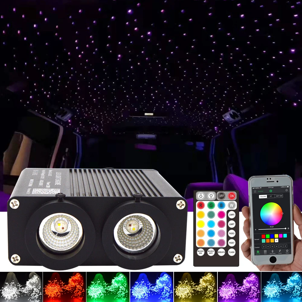 

Fiber Optic Lights Double Engine Car Roof Star Night Projector Starlight 1000 12v Sound Activated 32W RGBW Kit