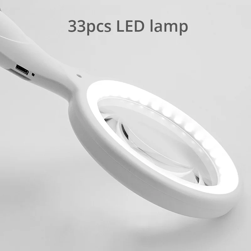Lupa de mano 2X 13x, lupa recargable con 33 Uds., ajuste de luz LED para lectura, inspección de joyas
