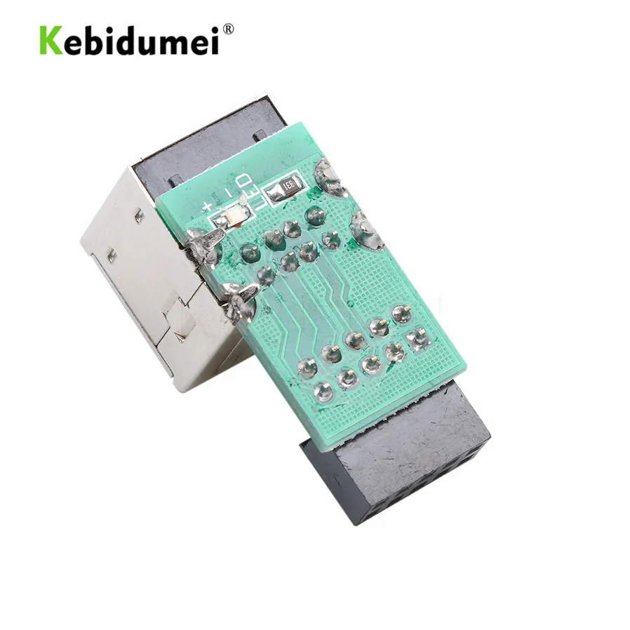 kebidumei Motherboard USB 2.0 9Pin Female 2 Port A Female Adapter Converter Motherboard PCB Board Card Extender Internal PC