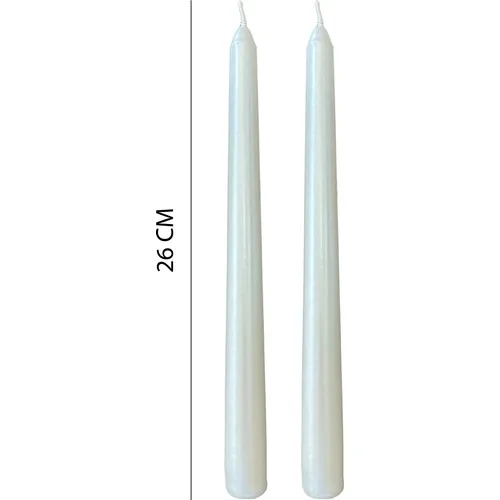 Intent Candle-Candlestick Candle-Metallic-2 Pcs-Pearlescent White-26CM