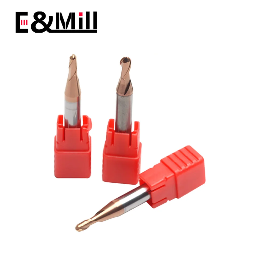 HRC55 2 ขลุ่ยคาร์ไบด์เหล็กทังสเตน Ball End Mill R5 เคลือบรอบหัวทรงกลม End Mill สําหรับ Straight Shank เหล็ก 1-20 มม.เครื่องมือ