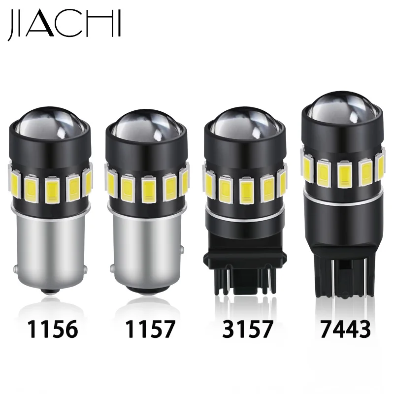 JIACHI 100PCS 1156 BA15S Auto Car Led Bulbs 5630Chip 16SMD W21/5W Reverse Singal Lights 3157 P27W T20 7443 T25 Brake Lamps White