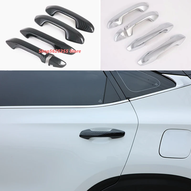 

For Kia Seltos KX3 2022 2021 Accessories Carbon Fiber Chrome Door Handle Cover Trim Protector Stickers Car Styling