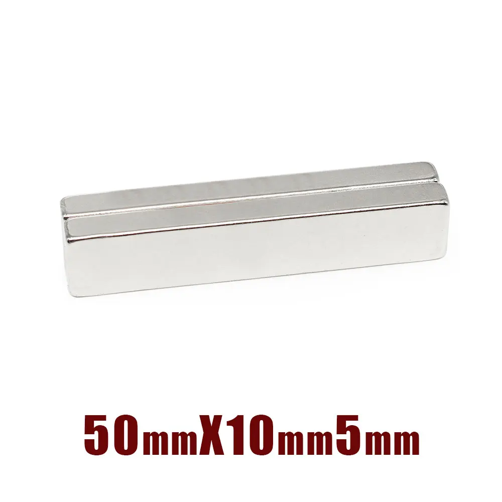 1/2/5/10/15/20PCS 50x10x5mm Thick Block Rare Earth Magnet N35 Quadrate Neodymium Magnets 50x10x5 Permanent NdFeB Magnet 50*10*5